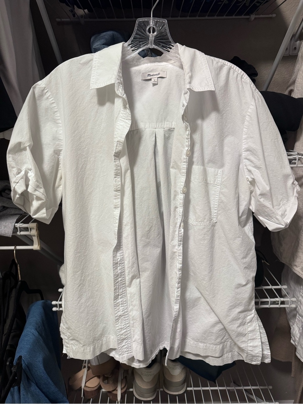 Madewell White Short-Sleeve Button-Down Shirt